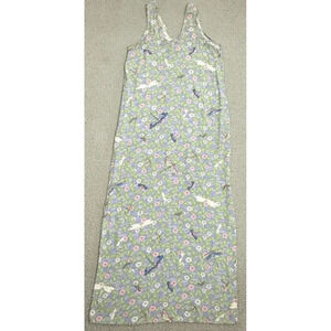 Flax Floral Maxi Dress in Light Green with Pink & Blue Accents